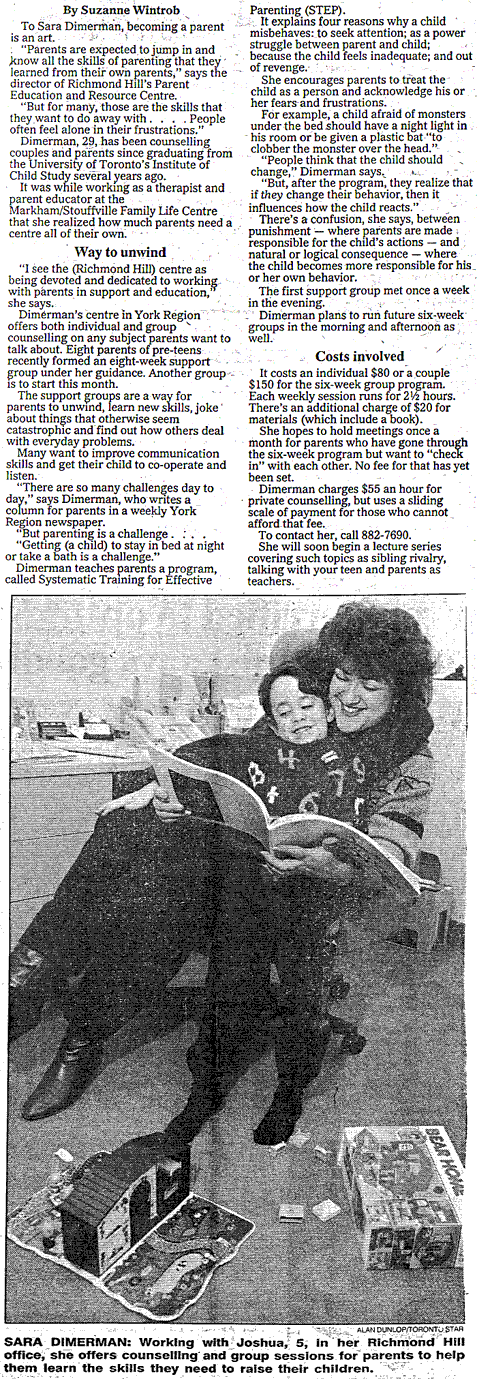 Image: Richmond Hill therapist founds parenting centre