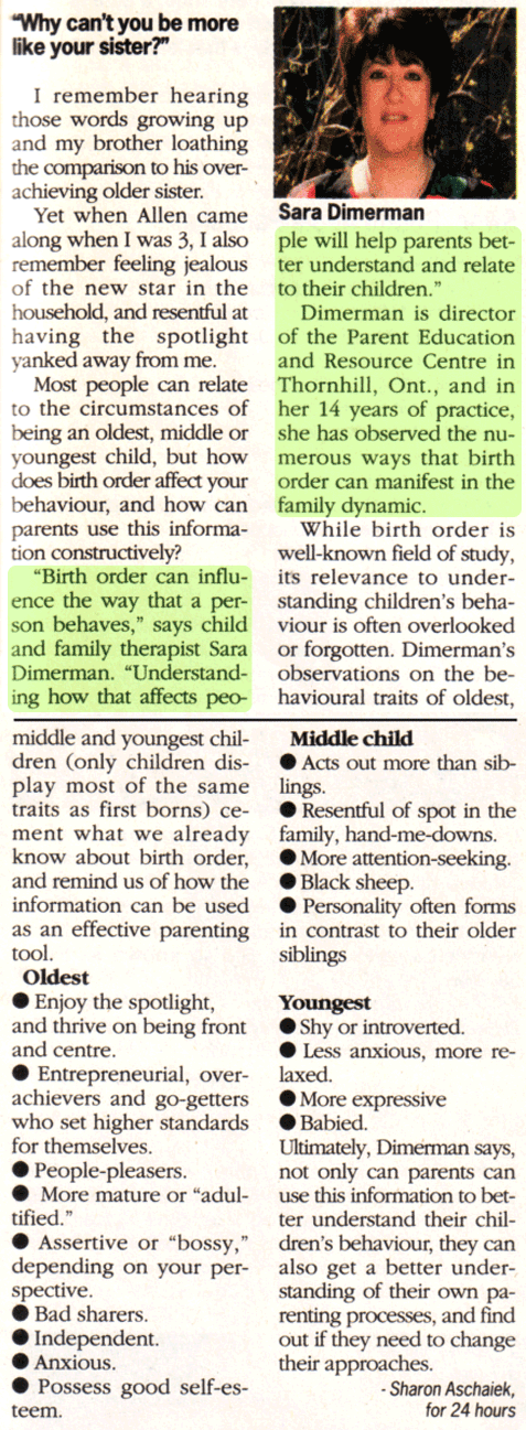 Image: Birth order behaviour