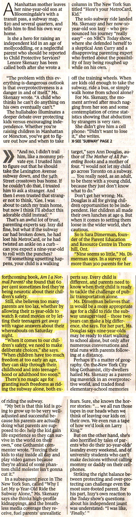Image: Sending your nine-year-old on the subway alone: child abuse?