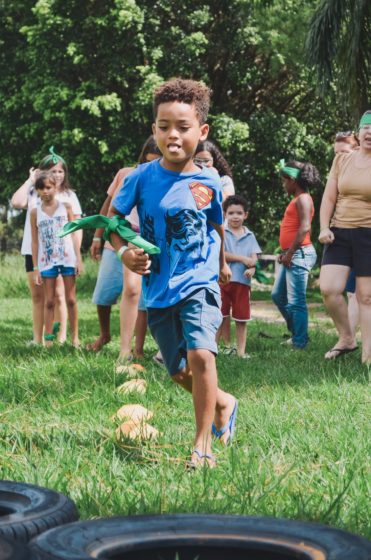 Boy running at camp