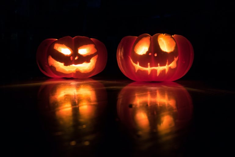 Two jack-o'-lanterns