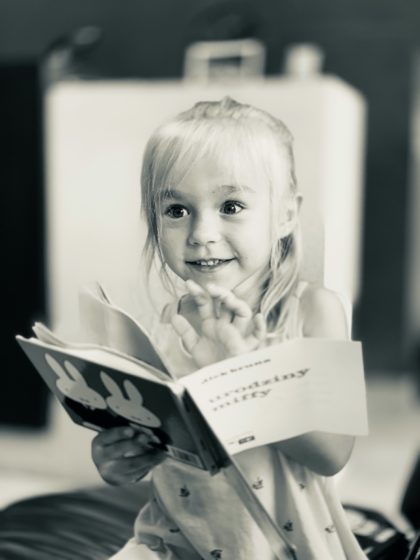 Child reading a book