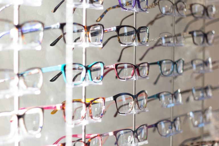 Wall of eyeglasses