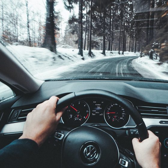 Driving on snowy road